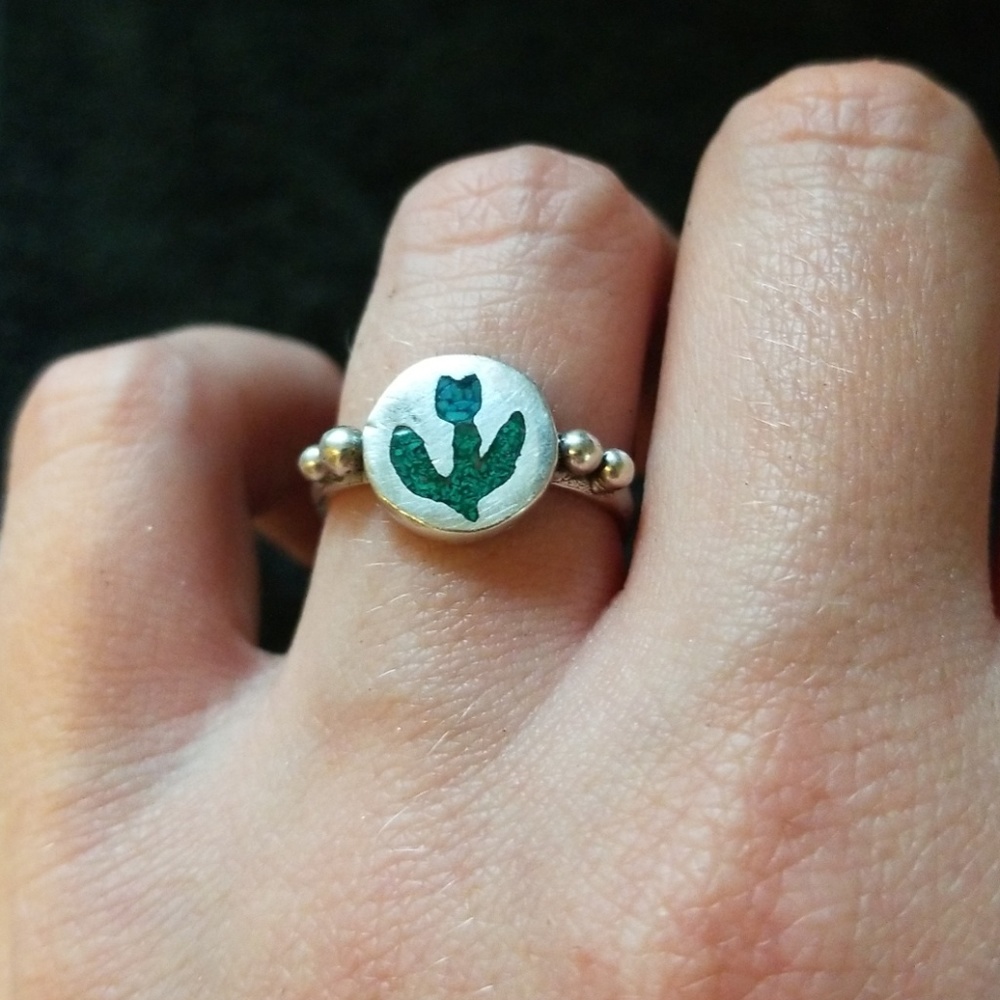 Tulip Turquoise Flower Ring💍